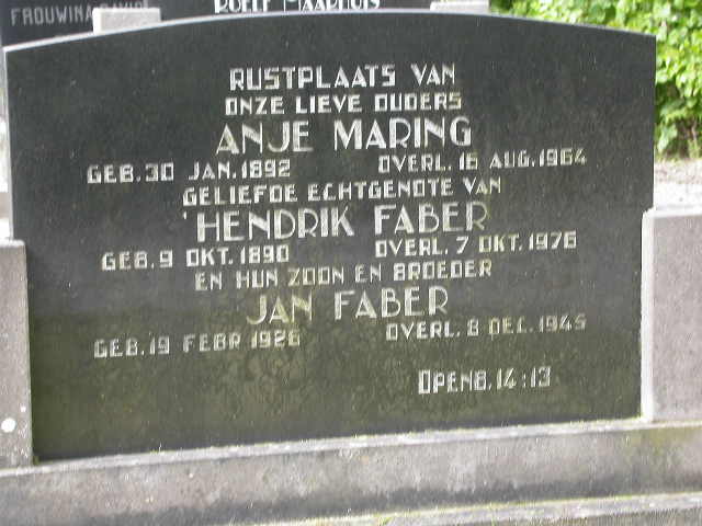 grafsteen van anje maring en hendrik en jan faber.